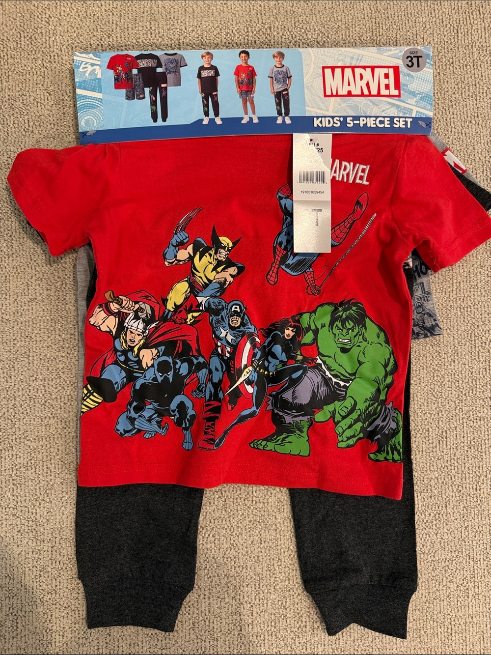 Marvel Kids Red Avengers Superhero Pajama Set